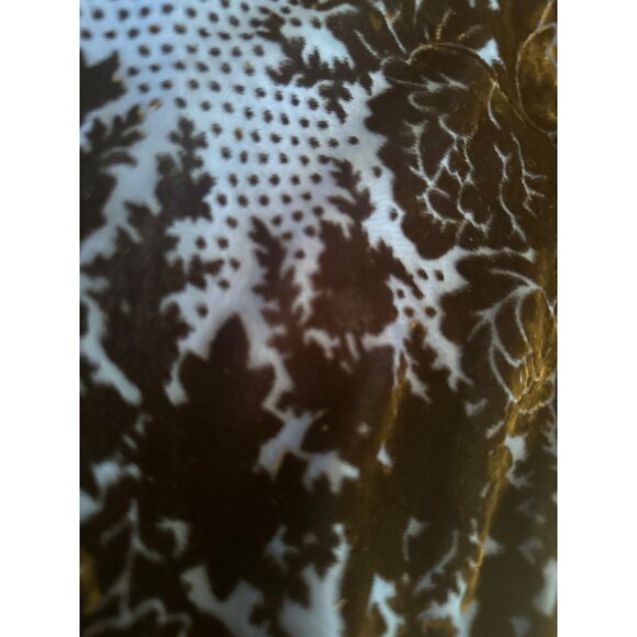 Anthropologie Blue & Black Velvet Floral Short-Sleeve Dress Open Back Size 14 - Picture 2 of 7